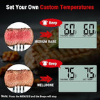 ThermoPro TP16H Large LCD Digital Meat Thermometer for Cooking, Smoking, Grilling, BBQ Food Thermometer with Clock Timer and Stainless Steel Probe, Black