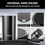 OOU Knife Set with Block and Sharpener, 6 Pcs High Carbon German Steel Kitchen Knife Block Set with Universal Knife Holder, Dishwasher Safe Knife Set for Small Kitchen, Space-Saving, Anti-Rust