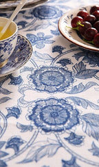 patdrea Designer Small Blue Tablecloth for Rectangle Table,Vintage Paisley Pattern Table Cloth,Decor Floral Cover Cloth for Kitchen Dining Christmas,Thanksgiving,Party,55"x71"-Lantang a