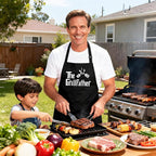 Grill Aprons for Men Dad - The Grill father Apron - Funny Chef Cooking Grilling BBQ Apron with 2 Pockets - Birthday Fathers Day Christmas Gifts for Dad