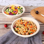 25 oz Disposable salad bowls with lids, Sugarcane Fiber Paper Bowls take away food containers meal prep deli container Freezer Safe 50 Pack