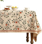 ISAENNE Designer Floral Table Cloth for Rectangle Table,French Linen Light Beige Indoor Tablecloth,Fall Wrinkle Resistant Decor Tablecloths for Dining Thanksgiving Kitchen,55"*79"-Flora A
