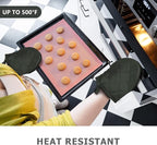 1 Pair Short Oven Mitts, Heat Resistant Silicone Kitchen Mini Oven Mitts for 500 Degrees, Non-Slip Grip Surfaces and Hanging Loop Gloves, Baking Grilling Barbecue Microwave Machine Washable (Gray)