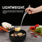 18/10 Stainless Steel Cooking Utensils Set with Holder, 7-Pieces All Metal Kitchen Utensils, 15’’ Long Kitchen Tools with Countertop Rotating Stand, Spatula, Ladle, Skimmer, Tunner, Pasta, Large Spoon