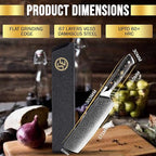 SliceElite Elite Series 7 Inch Nakiri Knife Damascus VG10 Core Forged Carbon Fiber Handle Polymer Guard Japanese Chef Vegetable Chopping Cleaver Kitchen Knife Sharp Cutting Cooking Tomato Butcher Tool