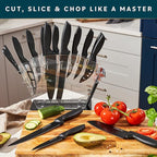 Home Hero Kitchen Knife Set - High Carbon Stainless Steel Blades & Built-In Sharpener - Ergonomic Handles & Cutlery Block Storage - Precision Cooking Prep with Chef Knife - 20 Pc, Black