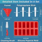 Silicone Popsicle Molds 12-cavity, DIY Ice Pop Mold for Kids Adult Teens, BPA Free Ice Cream Molds for Party Yogurt Juice Smoothies Sticks