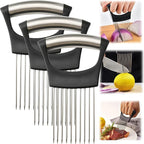 2025 Upgraded Onion Slicer, Onion Holder Chopper for Slicing, Chopper Slicer Assistant Tool, Cutter for Slicing of Meat, Potato, Tomato Kitchen Gadgets (3, Black)