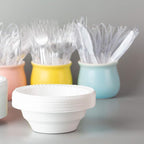 PLASTICPRO Round Plastic Bowls Microwaveable, Disposable, White, Dinnerware (100, 16 ounce)