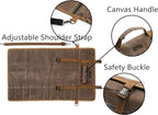 Denifiter Professional Chef's Knife Bag with Anti Cutting Fabric Inside, Heavy Duty 16oz Waxed Canvas Knife Roll, 11 Slots & Durable Handle Adjustable Shoulder Strap (Grey)