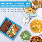 Extra-Large Silicone Freezing Tray with Lid, Walfos 1-Cup Freezer Tray for Soup, Silicone Soup Freezer Container For Storing and Freezing Soup, Broth, Sauce and Ice, 2 Pack