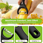 Spring Chef Stainless Steel Corn Peeler – Corn on the Cob Stripper Tool – Durable & Efficient Kernel Remover Tool – Easy to Use Kernel Cutter - Dishwasher Safe Kitchen Gadget - Set of 2 - Black