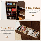 72" Tall Storage Cabinet, Kitchen Pantry Cabinet with Adjustable Shelves & Sturdy Steel Frame, Farmhouse Pantry Storage with 4 Barn Doors for Kitchen, Dining Room, and Living Room, Dark Grey