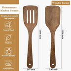 4 Pack Wooden Spatula for Cooking, Non-stick Turner Acacia Wood Spatula for Kitchen Use, Handmade Non-Toxic Cooking Spatula Set for Kitchen Gifts, Ideal Cookware Utensils for Cooking Eggs, Fish