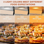 Whalefall Countertop Food Warmer with top Holder, 27 inch Commercial Food Warming Cabinet, tri-Color Lighting, w/Thermometer and Adjustable Thermostat for Cafeteria Kitchens Restaurants
