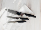 DURA LIVING Paring Knife - 3.5 Inch Black Nonstick Titanium Plated Stainless Steel Ultra Sharp Blade, With Ergonomic Comfort Grip Handle Kitchen Knife, With Matching Sheath