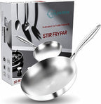 LOLYKITCH 10 Inch Tri-Ply Stainless Steel Frying Pan,Skillet,Chef's Induction Pan,Dishwasher and Oven Safe.