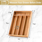 Silverware Organizer, 2 Pack 10 Inch Utensil Organizer Kitchen Drawer Organizer Acacia Silverware Holder Cutlery Tray Organizer in Drawer Flatware Organizer Tray(5 slots, Acacia）