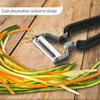 Lurch Germany Julienne Vegetable Y Peeler 5.1 x 2.3 Inches / 13 cm x 6 cm | Stainless Steel Cutter & Slicer for Carrot, Potato & Apple | Veggie Zoodles Maker | Non-slip Comfortable Handle - Black