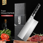 Kitory 7" Lightweight Cleaver, Chinese Chef Knife for Slicing & Chopping (No Bones)- German High Carbon Steel - Ergonomic Pakkawood Handle - Ideal for Women, 2024 Gift (Metadrop Series)