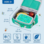 Bentgo Kids Lunch Bag - Durable, Double-Insulated Lunch Bag for Kids 3+; Holds Lunch Box, Water Bottle, & Snacks; Easy-Clean Water-Resistant Fabric & Multiple Zippered Pockets (Bug Buddies)