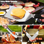 27pcs Griddle Accessories Kit for Blackstone, Professional Hibachi Flat Top Grill Tools, Enlarged Spatula Gift Set with Basting Cover，Burger Press Patty Maker for Outdoor BBQ Teppanyaki