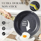 GiPP Nonstick Frying Pan Skillet - 11" Grey Granite Non Stick Pans, Omelette Pan with Heat-Resistant Handle, Compatible with All Stovetops, PFOA Free