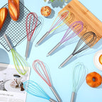 Domensi 24 Pcs 12 Inch Whisks Bulk for Cooking Silicone Whisks Non Scratch Stainless Steel Wisks Large Coated Metal Heat Resistant Egg Beaters for Cooking Party Favor Gift Supplies