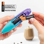Zulay Kitchen Whisk Milk Frother with 4 Duracell Batteries - Powerful Handheld Foam Maker for Coffee, Lattes, Matcha, Hot Chocolate & Cappuccinos - Whip Creamy Froth in Seconds