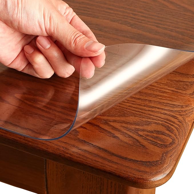 Clear Table Cover Protector Rectangle 16x30 Inch, 1.5mm Transparent Plastic Table Protector Waterproof, Anti-Scratch Clear Desk Mat for Office Desktop Dresser Dining Table, FDA Compliant