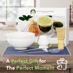 7 Pcs Matcha Whisk Set, Perfect Matcha Kit for Matcha Lovers Includes Ceramic Bowl, Bamboo Whisk, Holder, Scoop, Sifter & Cloth