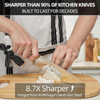 Knife Set, 15 Pcs Kitchen Knife Block Set, Enduring Razor-Sharp Japanese High Carbon Stainless Steel Chef Knife Set with Block and Sharpener, Premium Knives Set for Kitchen, White Natural Wood