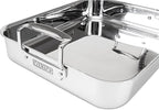 Viking 3-Ply Stainless Steel Roasting Pan with Non Stick Rack, 16 x 13 Inch Kitchen Cookware, Great for Turkey, Dishwasher and Oven Safe, Induction Ready, Silver