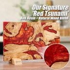 SENKEN "Red Tsunami" Extra Large Magnetic Knife Block - Holds Up to 16 Knives - Knife Block without Knives, Universal Knife Holder, Beautiful Red Resin & Natural Wood Blend ("Crimson" Red Resin Blend)