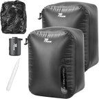 Vacuum Bags for Travel with Wireless Pump, 180° Open Zipper, IP67 Waterproof, Reusable Space Saver Compression Bags for Backpack, Suitcase, Home Storage(2 Pack + Pump)