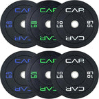 CAP Barbell 2-Inch Olympic Bumper Plate Weight Set with 6 Post Rack | 100-370 lbs | Multiple Options