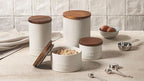 Le Creuset Signature Salt Cellar and Storage Canister with Wood Lid, 7 oz., Oyster