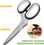 Herb Scissors Set - Updated 2025 Cool Kitchen Gadgets for Cutting Fresh Garden Herbs - Herb Cutter Shears with 5 Blades and Cover, Sharp and Anti-rust Stainless Steel, Dishwasher Safe (Black-White)