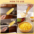 Upgraded Corn Peeler 3PCS Stainless Steel Corn Peeler for Corn on The Cob with Corn Stripper Tool and Corn Holder Set, Corn Cob Stripper Tool for Quick & Easy Peeling, Corn Scraper for Kitchen