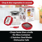 Slap Chop French Fry Potato Cutter Onion Chopper Apple Dicer - Easily Cut in Seconds - Stainless Steel Blades - No Mess Container - Slice French Fries, Fruit, and More - Dishwasher Safe