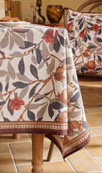 patdrea Designer Brown Tablecloth for Square Table,Linen Pomegranates and Leaves Pattern Tablecloths,Table Cover Cloth Decor for Kitchen Dining Christmas,Thanksgiving,Party,67"x67"-Tehran a
