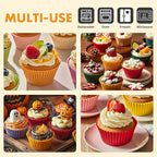 24 Pack Reusable Silicone Cupcake Baking Cups, 2.96 inch Multicolor Cups, Non-stick Muffin Liners for Weddings, Birthday, Party Halloween Christmas