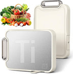 Titanium Cutting Board for Kitchen, Cutting Boards Non Toxic Double Sided Metal Pure Titanium and Wheat Straw PP Chopping Board Food Grade Easy to Clean Large Size 16"*10"*0.9"(White)