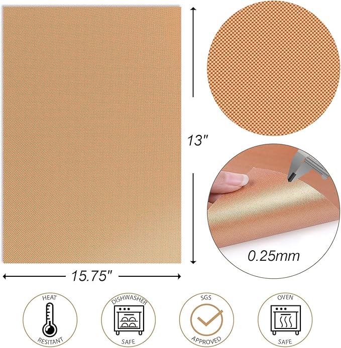 UBeesize 7 Pack Copper Grill Mats for Outdoor Grill, Heavy Duty BBQ Grilling Matt & Oven Liners, Resuable, Easy to Clean, Works on Gas Charcoal Electric Grill, Smoker, Oven -15.75 x 13 Inch