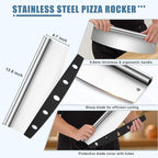 Aluminum Pizza Peel Spatula Set, HaSteeL 12 Inch Pizza Paddle Shovel, 14 Inch Metal Pizza Cutter Rocker, Pizza Oven Accessories Tools for Cooking Baking Turning Cutting, Detachable Handle, Perforated