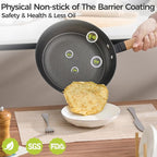 YUTANN 10 Inch Non-stick Frying Pan,Pre-seasoned Cast Iron Skillet with Detachable Wooden Handle,Lightweight,Dishwasher Oven Safe (500°F)