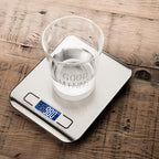 Digital Kitchen Food Scale 11 lb Grams and Ounces Small Stainless Steel Backlit Silver Batteries Included