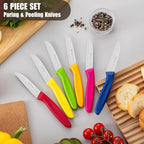 Stainless Steel Paring Knife Set (6 Pieces),Ultra Sharp Vegetable and Fruit Knife, Colorful Paring Knife with Straight Edge,Small Kitchen Knife with PP Plastic Ergonomic Handle