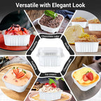 EUSOAR Disposable Ramekins with Lids, White 10oz 50pcs Creme Brulee Ramekins, Aluminum Foil Baking Cups, Square Cupcake Pans, Mini Cake loaf Bread Containers