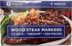 KingSeal 500 Count 3.5 Inch Natural Birch Wood Steak Markers, Heat Stamped, Medium, Eco-Friendly, Bulk Pack - 500 Per Box